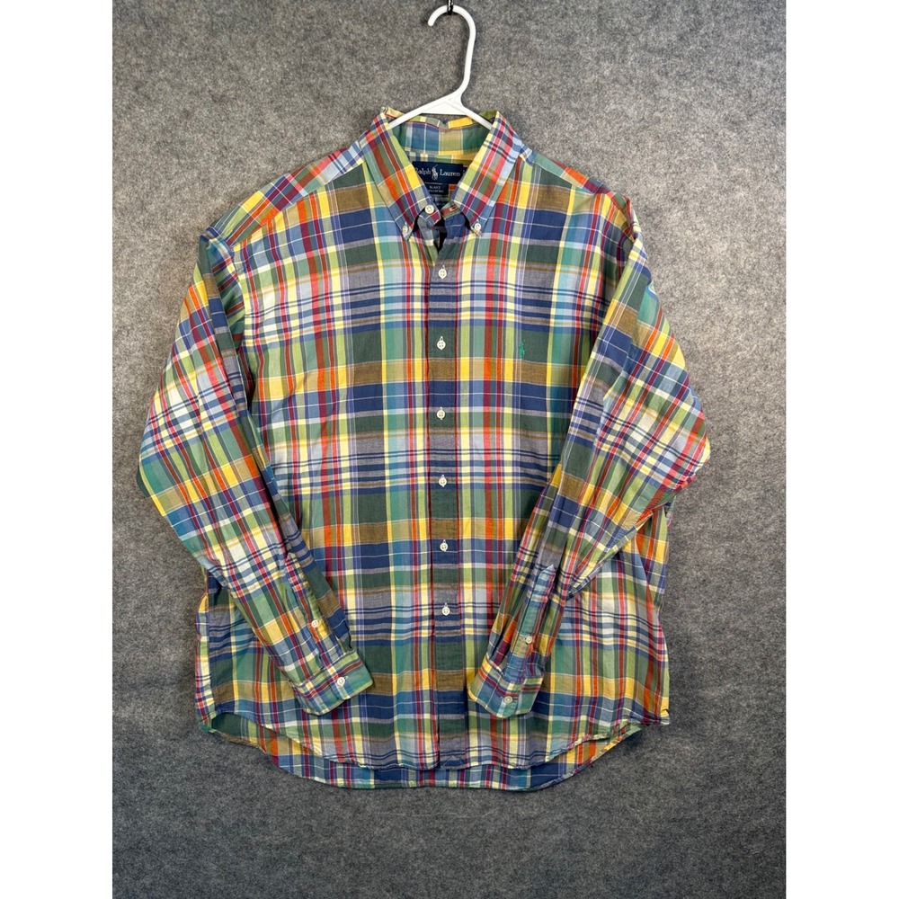 Ralph Lauren Mens XL Blake Button Down Shirt Multicolor Plaid Cotton Long Sleeve